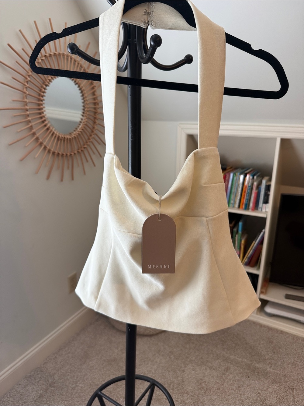 Meshki Cream Shoulder Bag with Wide Straps